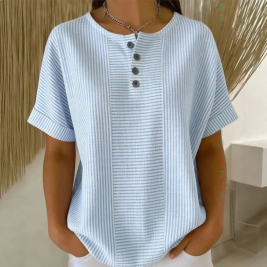 Clarissa striped button front blouse – image 2