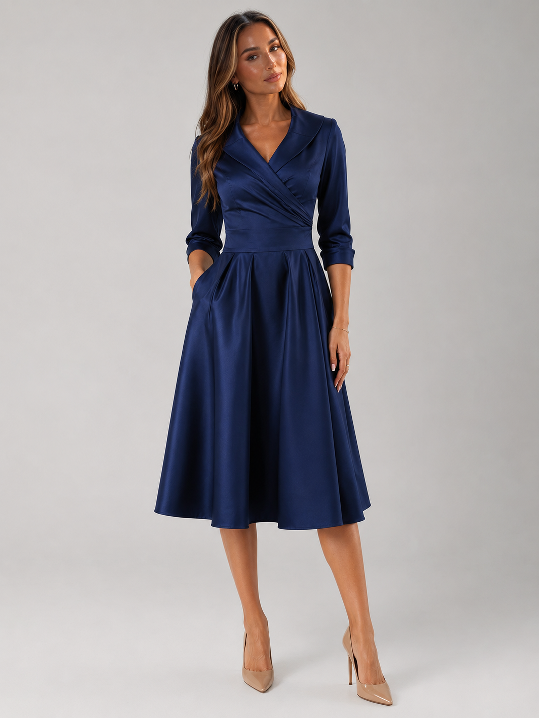 Camilla satin feel wrap midi dress – image 9