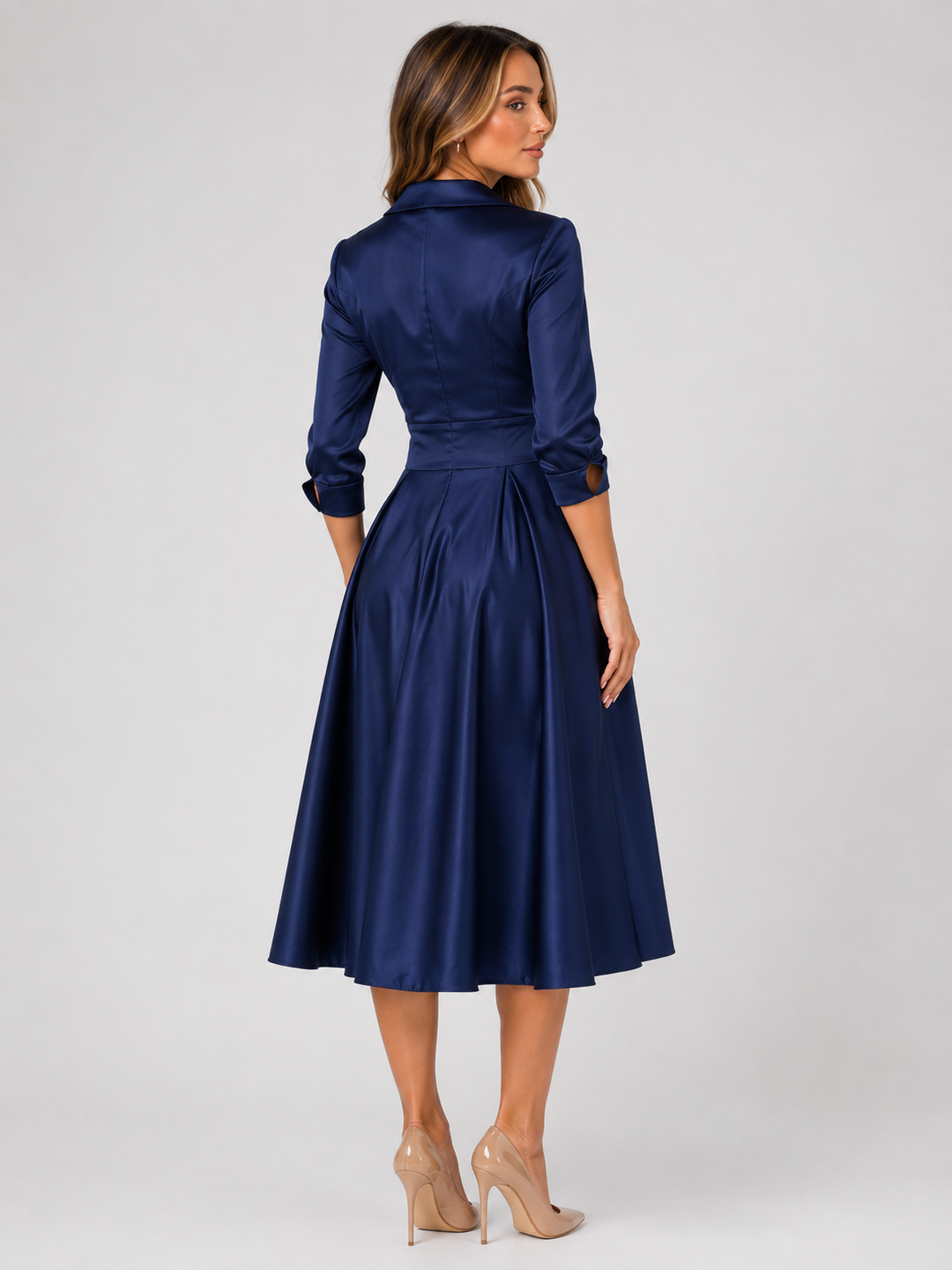Camilla satin feel wrap midi dress – image 4