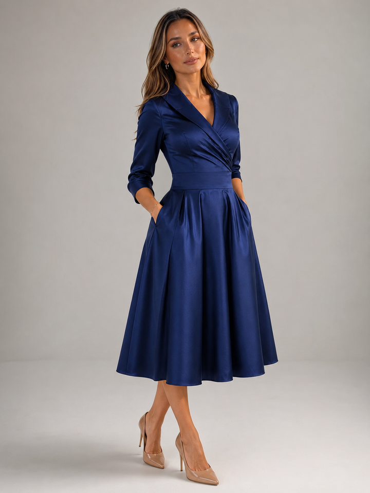 Camilla satin feel wrap midi dress – image 2
