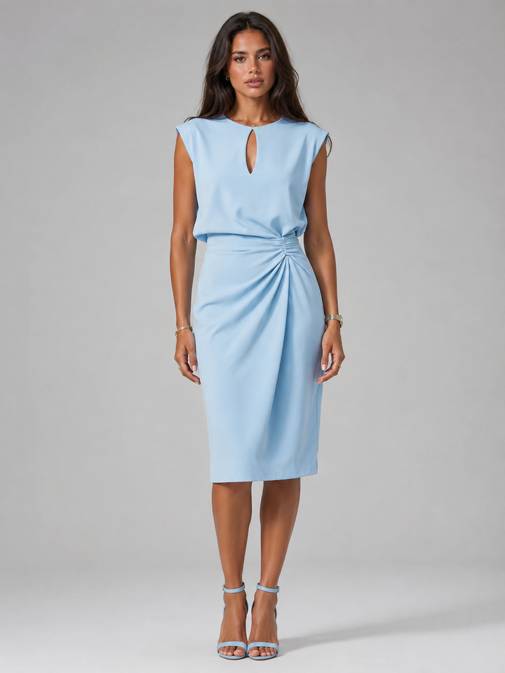 Primrose keyhole neck ruched midi dress