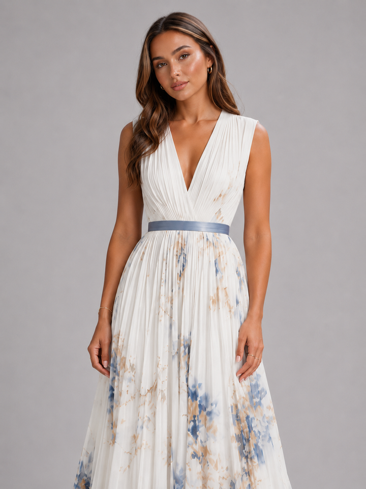 Posy floral pleated a line maxi dress – image 4