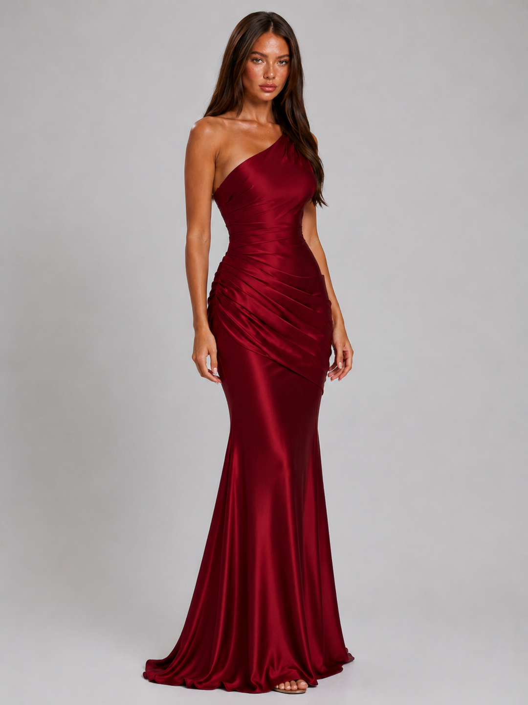 Ottilie one shoulder draped satin maxi dress – image 4