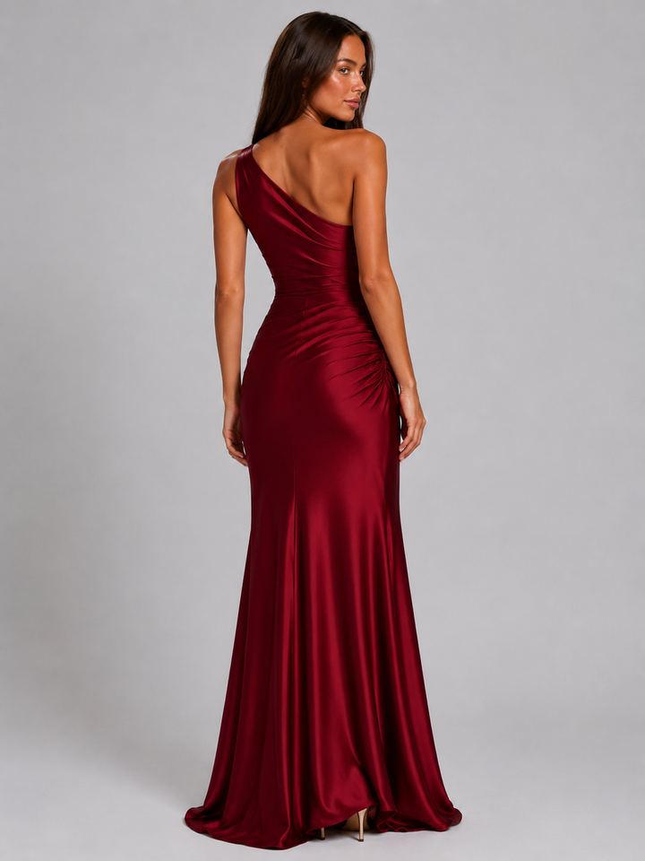 Ottilie one shoulder draped satin maxi dress – image 3