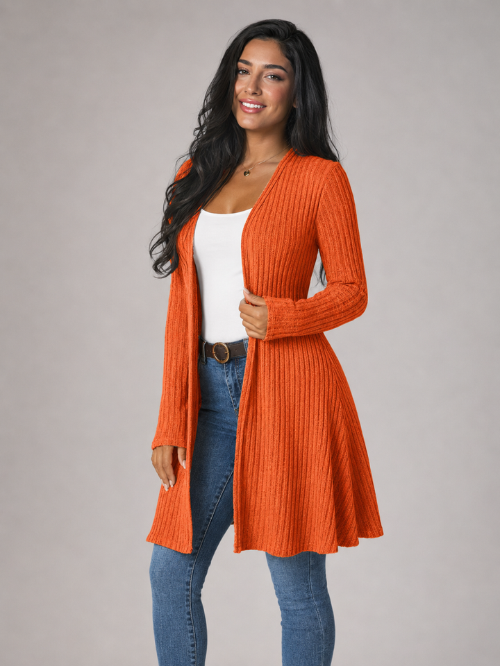 Della ribbed open front longline cardigan – image 10