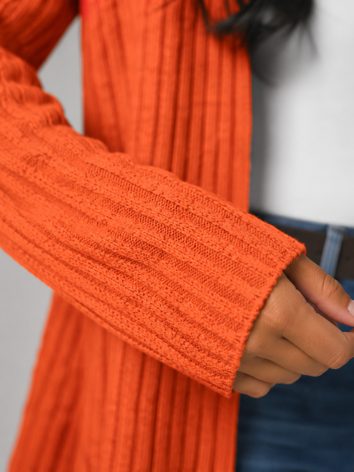 Della ribbed open front longline cardigan – image 8