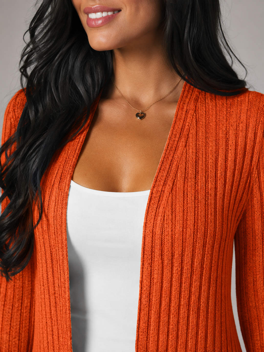 Della ribbed open front longline cardigan – image 7