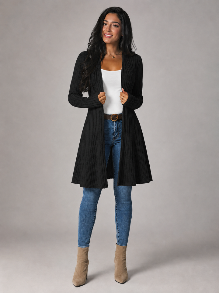 Della ribbed open front longline cardigan – image 6