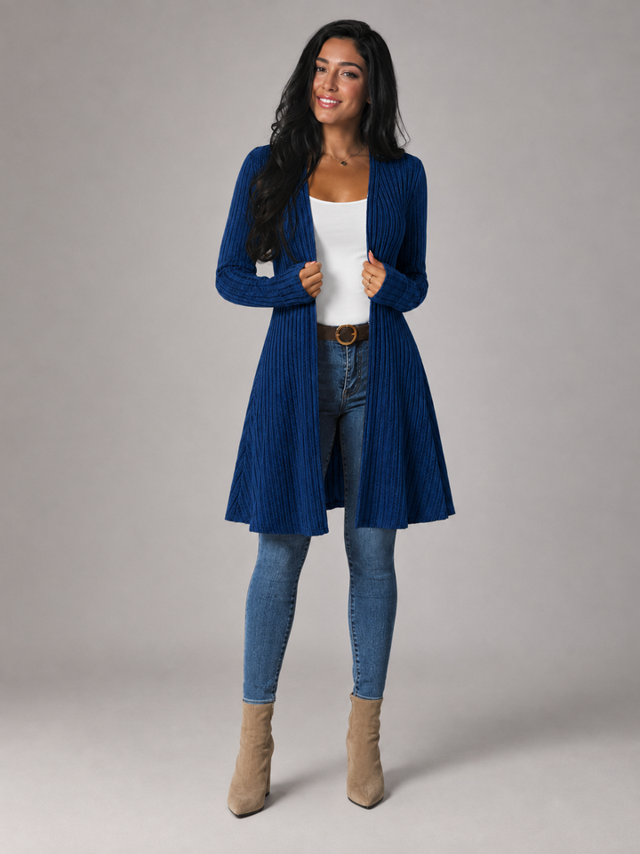 Della ribbed open front longline cardigan – image 2
