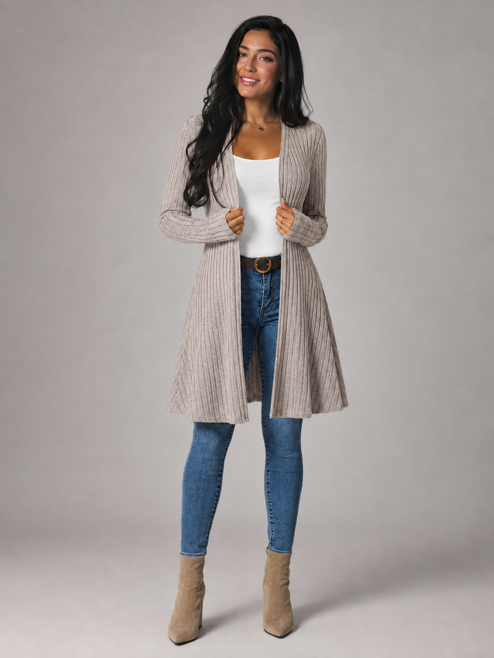 Della ribbed open front longline cardigan – image 3