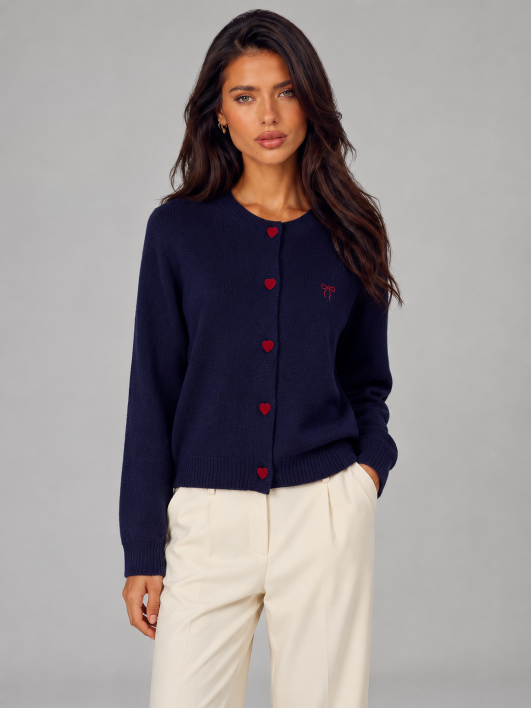 Annika heart button cardigan sweater – image 3
