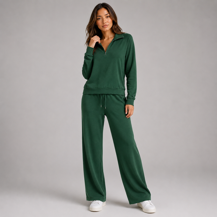 Honoria half zip lounge set with wide leg trousers – image 7