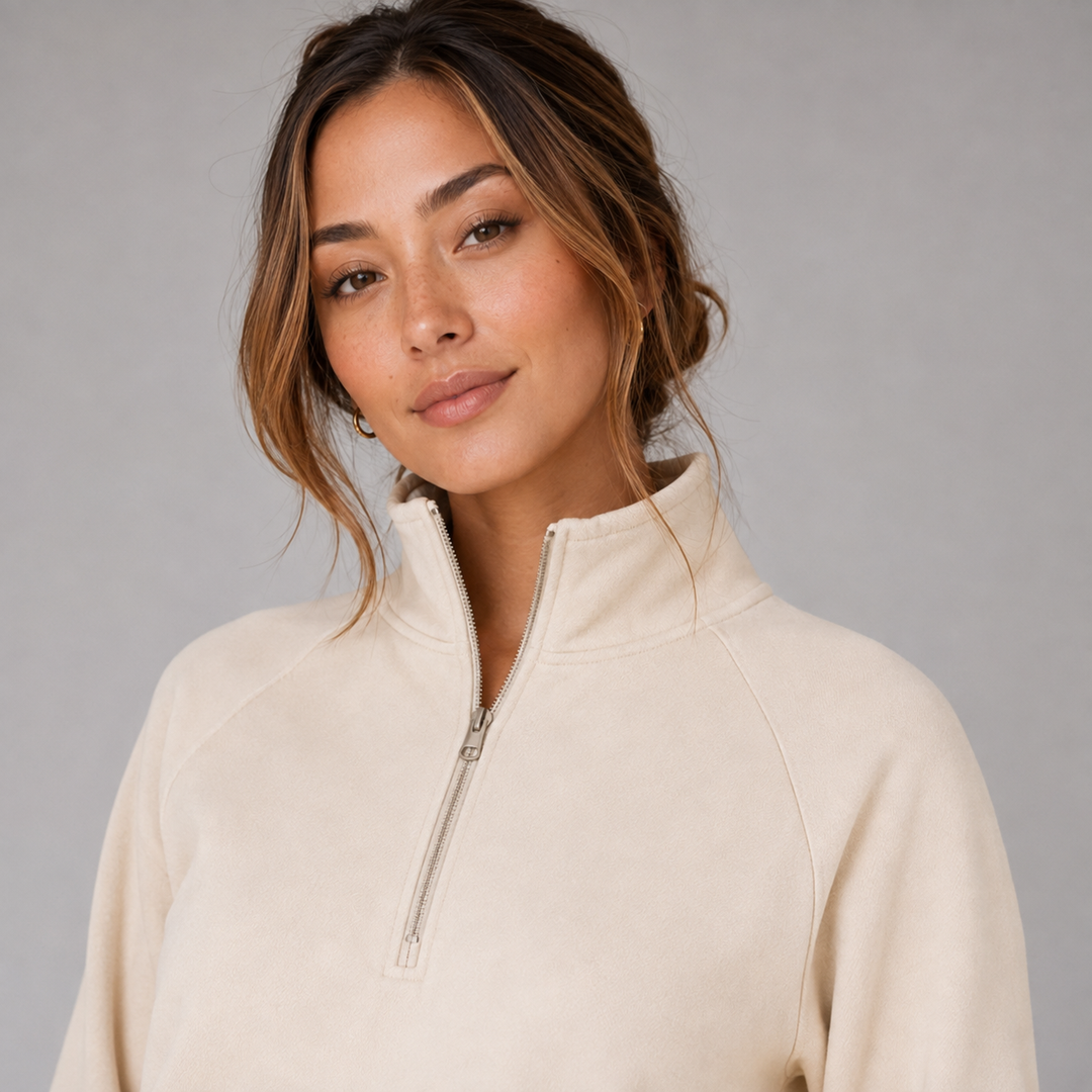 Honoria half zip lounge set with wide leg trousers – image 4