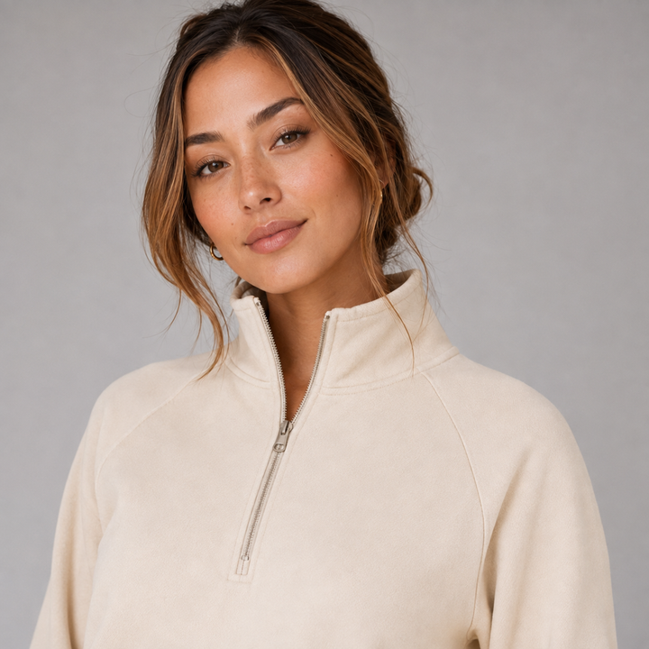 Honoria half zip lounge set with wide leg trousers – image 4