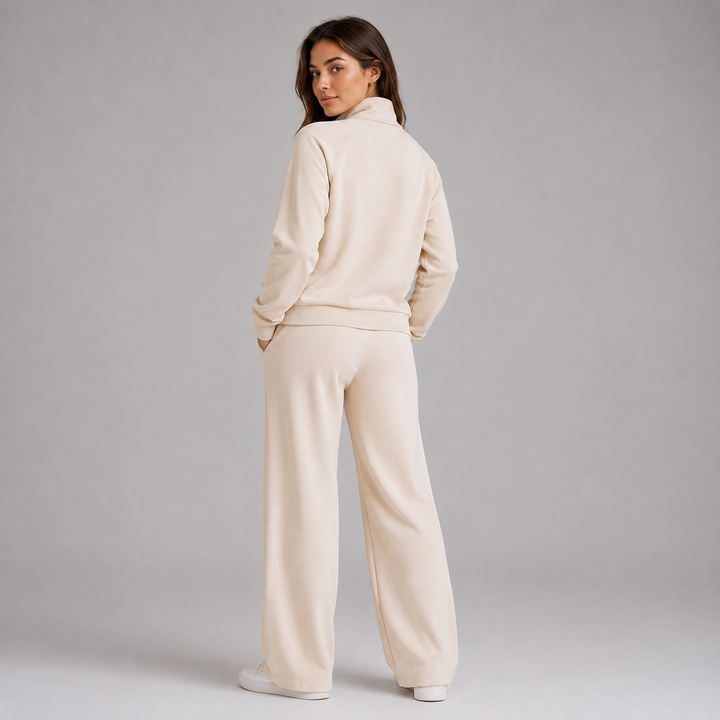 Honoria half zip lounge set with wide leg trousers – image 2