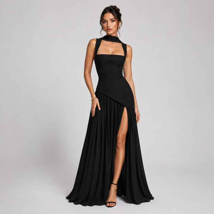 Alba satin look maxi dress with side slit – image 9