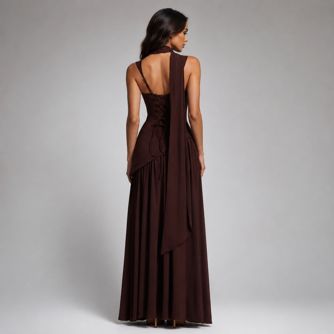Alba satin look maxi dress with side slit – image 6