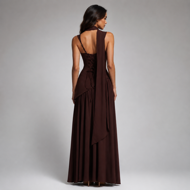 Alba satin look maxi dress with side slit – image 6