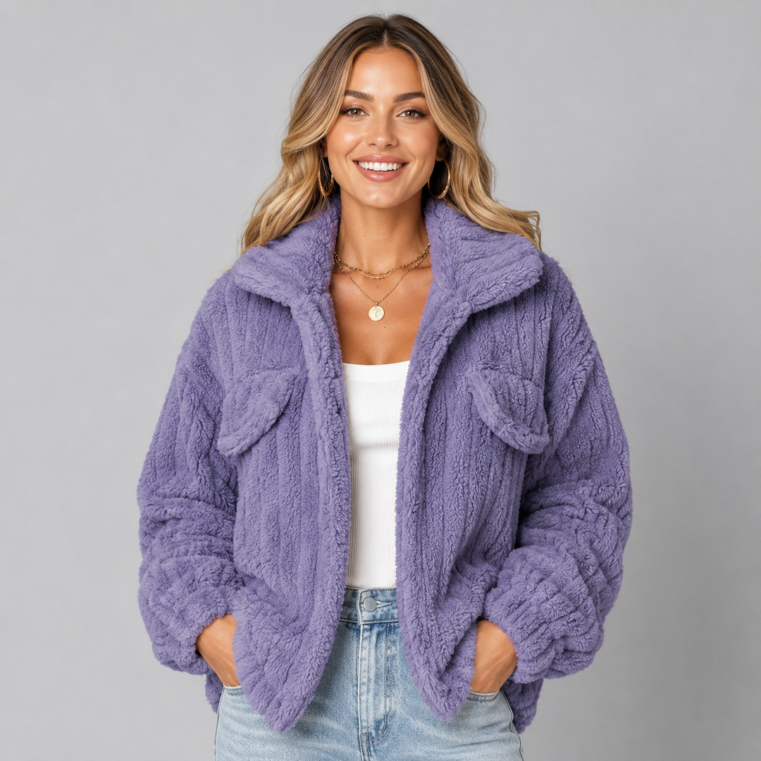 Clover ribbed teddy fleece jacket