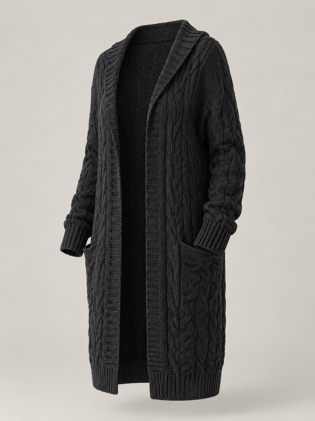 Freya longline hooded cable knit cardigan