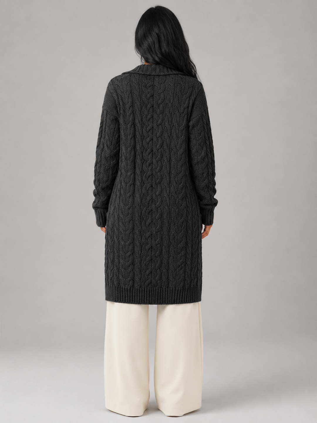 Freya longline hooded cable knit cardigan – image 8