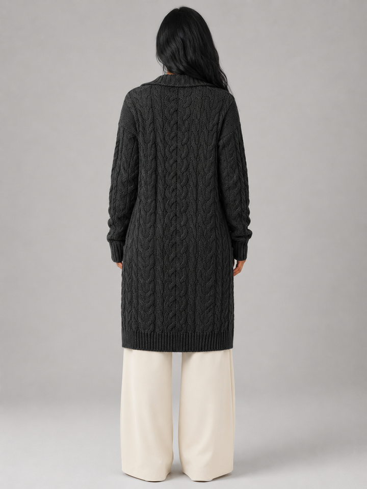 Freya longline hooded cable knit cardigan – image 8