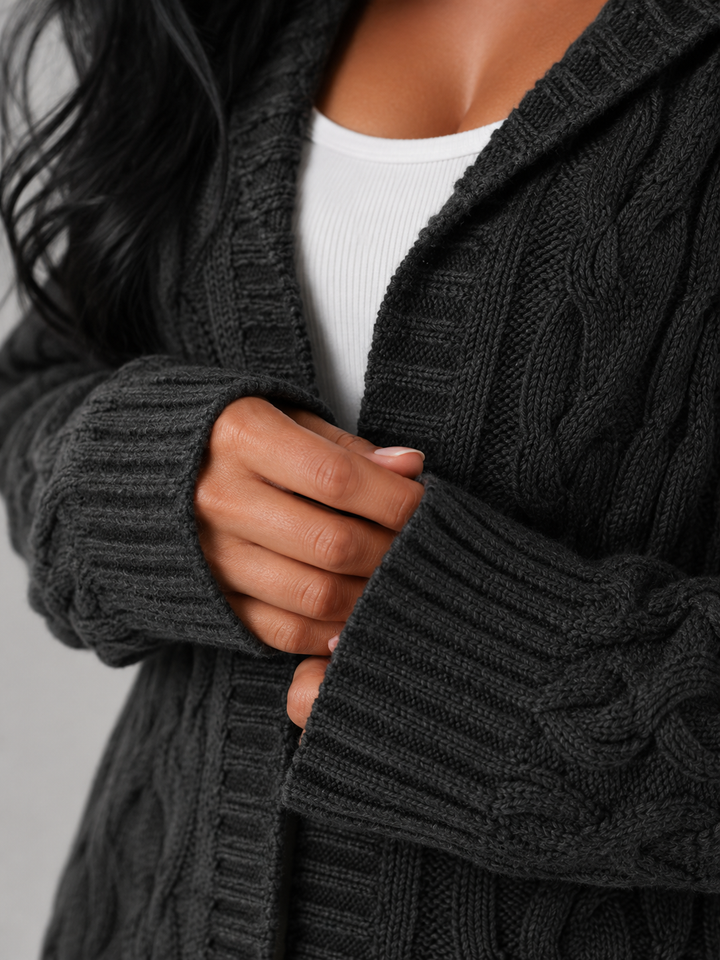 Freya longline hooded cable knit cardigan – image 7