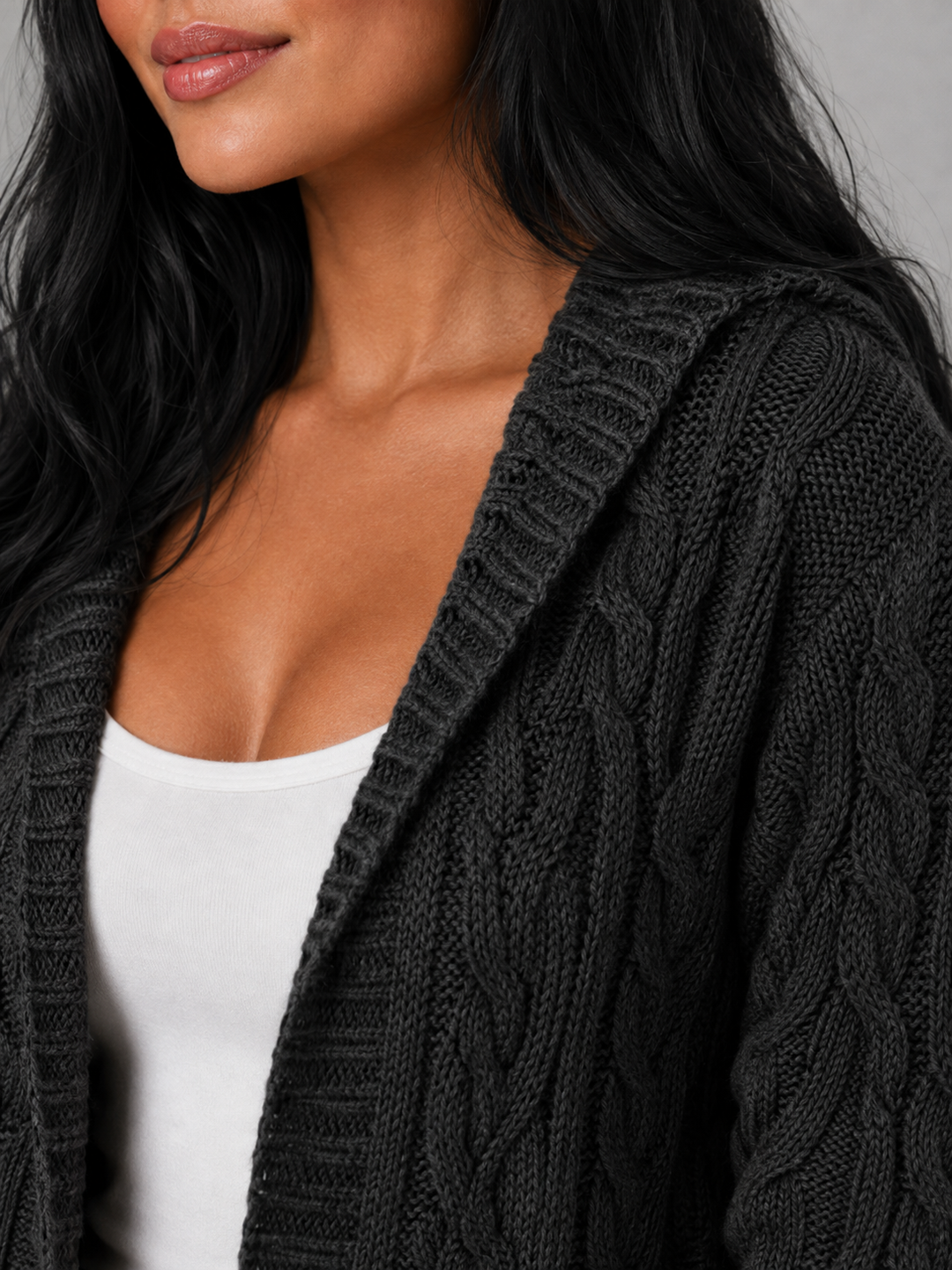 Freya longline hooded cable knit cardigan – image 6