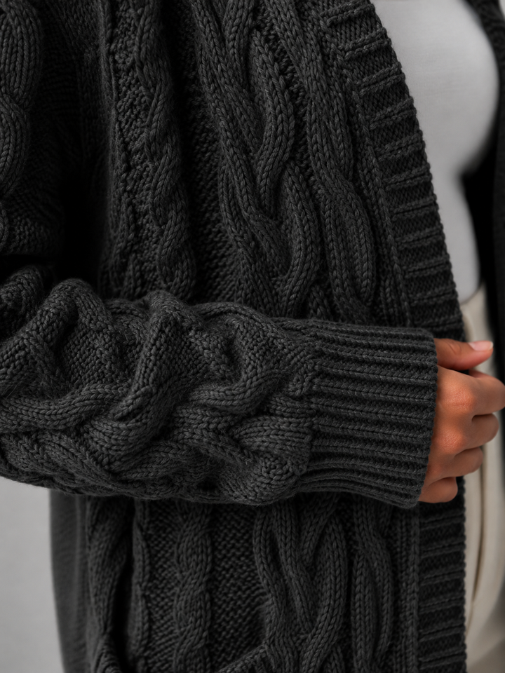 Freya longline hooded cable knit cardigan – image 5