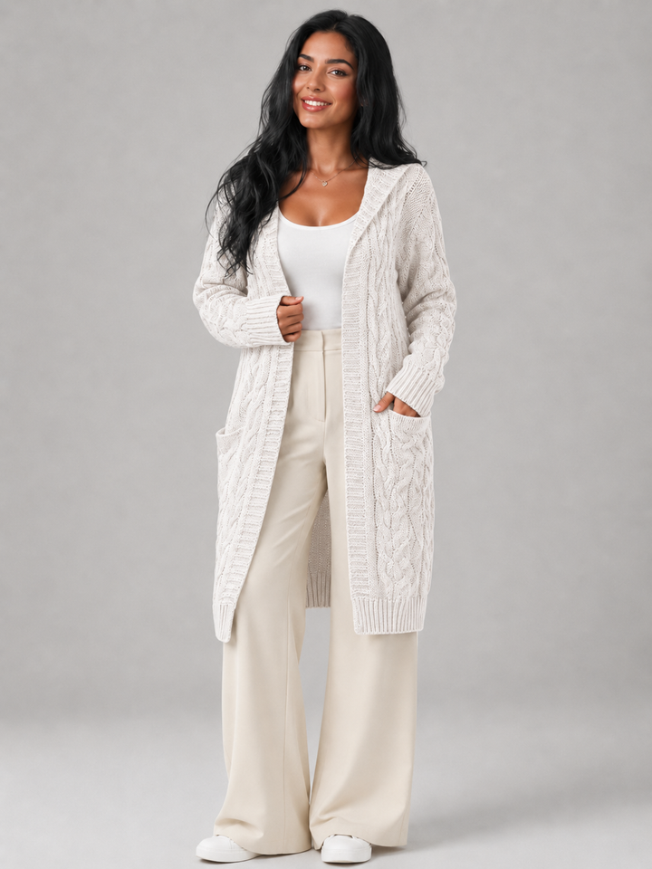 Freya longline hooded cable knit cardigan – image 4