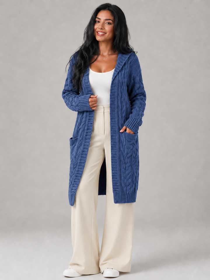 Freya longline hooded cable knit cardigan – image 3