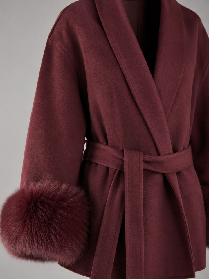 Hermione belted coat with faux fur cuffs – image 17