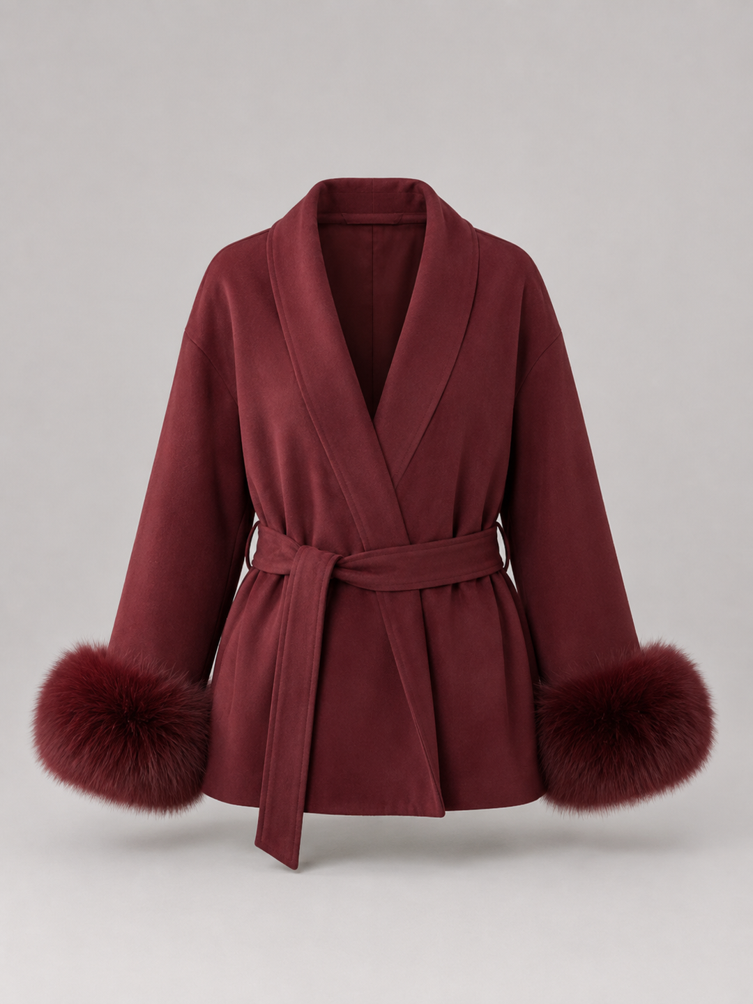 Hermione belted coat with faux fur cuffs – image 16