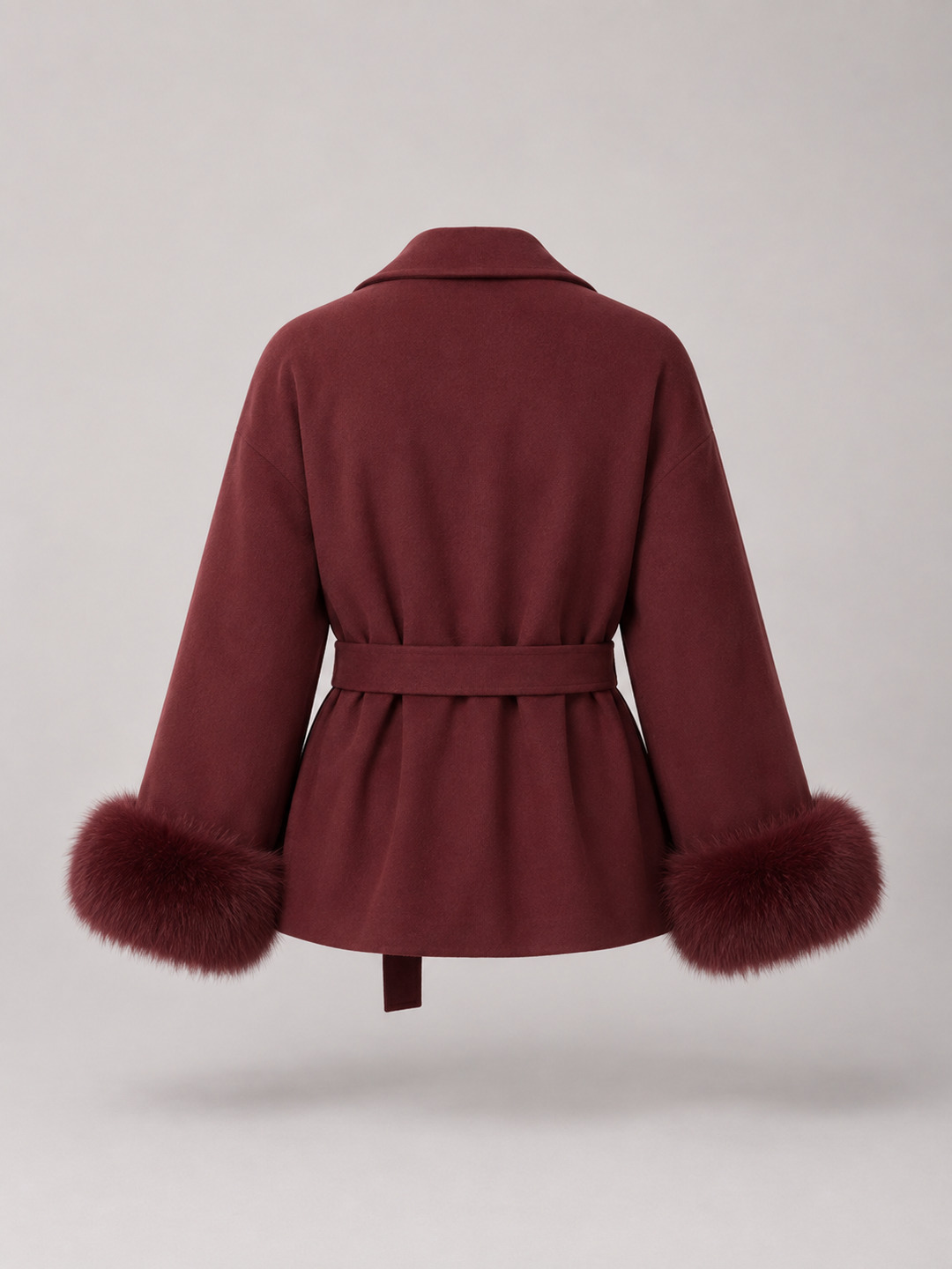 Hermione belted coat with faux fur cuffs – image 15