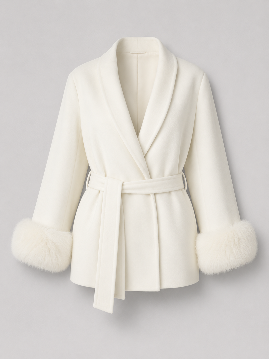 Hermione belted coat with faux fur cuffs – image 8