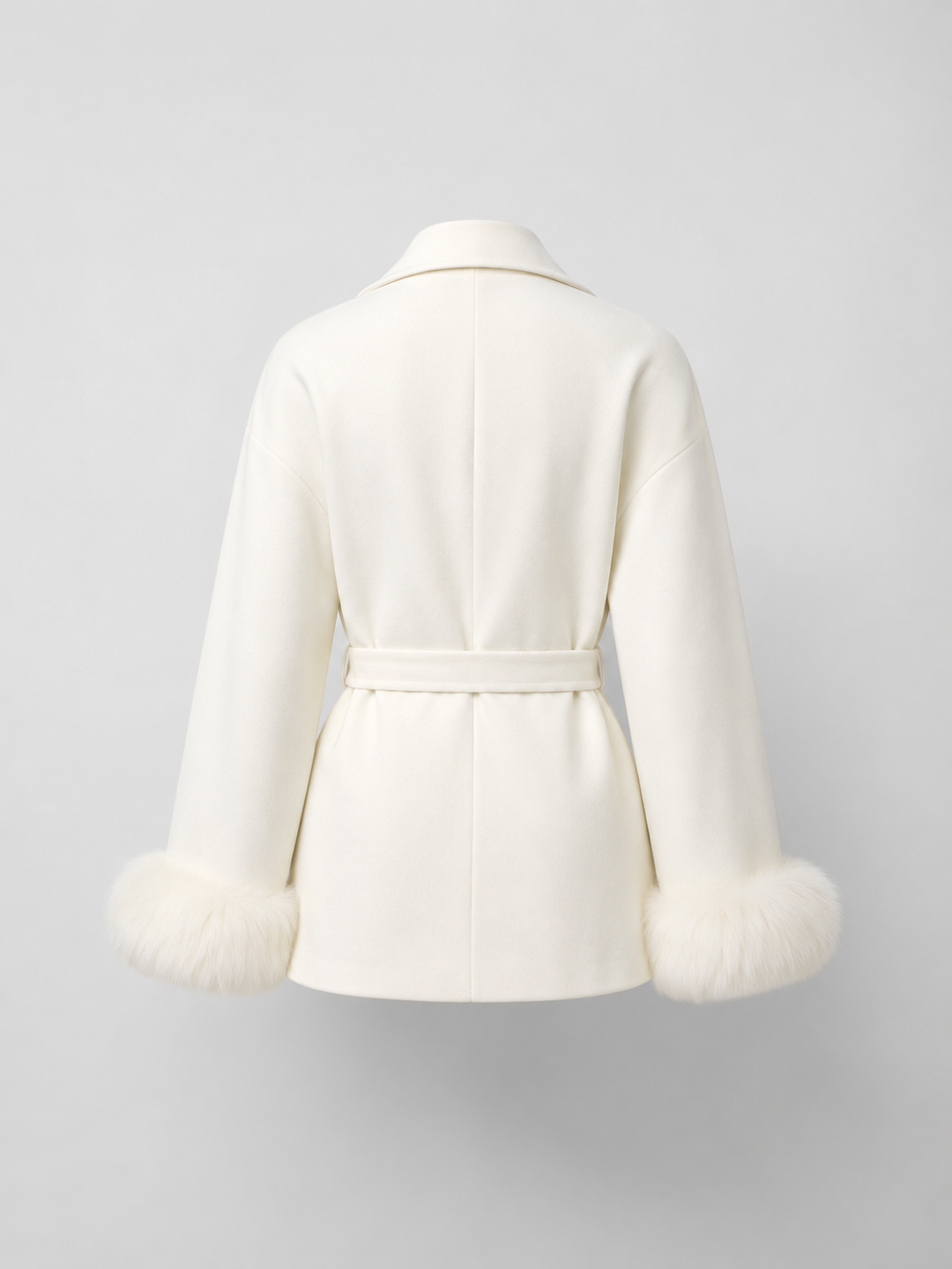 Hermione belted coat with faux fur cuffs – image 7
