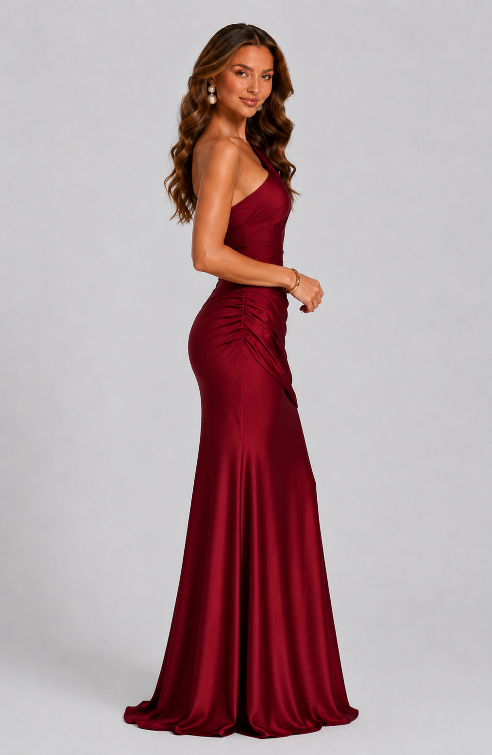 Ailsa draped waist satin look maxi dress – image 3