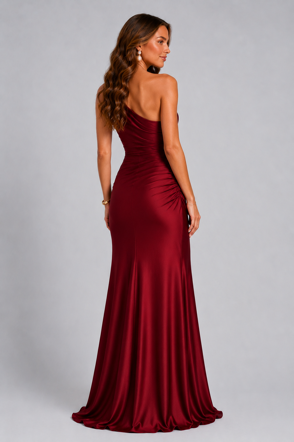 Ailsa draped waist satin look maxi dress – image 2