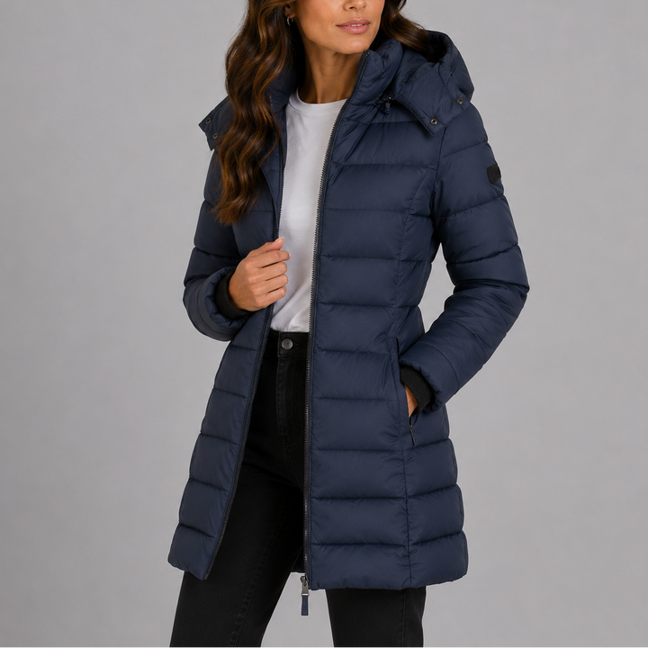Honor longline hooded quilted puffer coat
