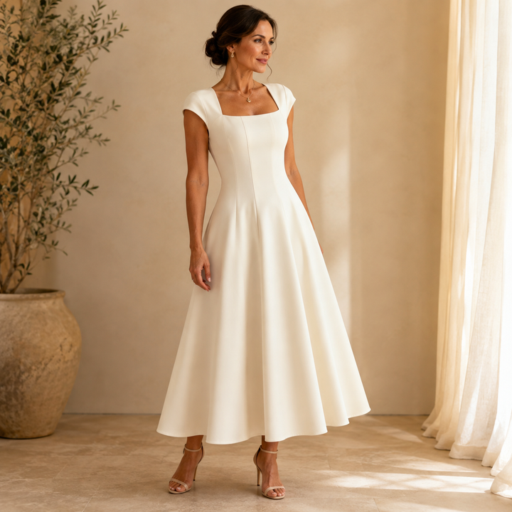 Rosabel square neck satin midi dress – image 6