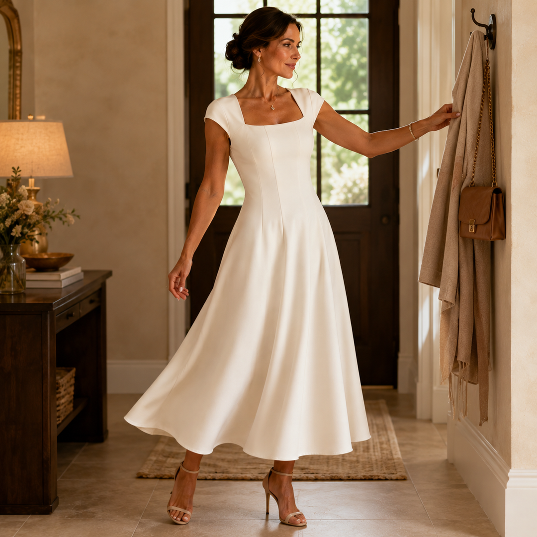 Rosabel square neck satin midi dress – image 4