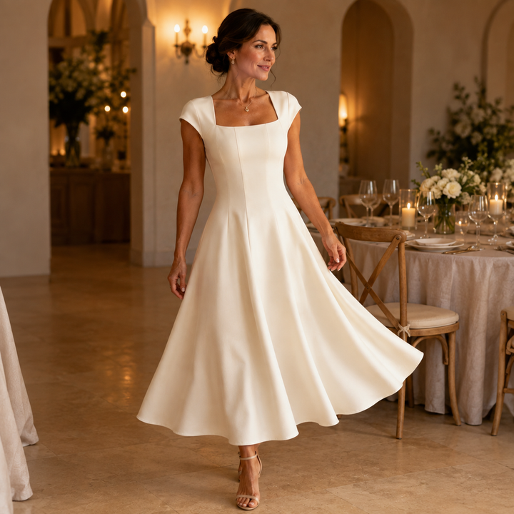 Rosabel square neck satin midi dress – image 5