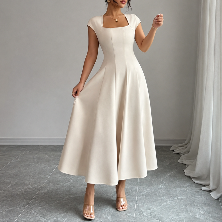Rosabel square neck satin midi dress – image 11