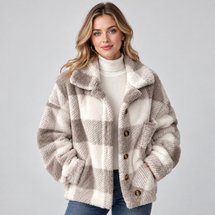 Pippa check fleece shacket jacket
