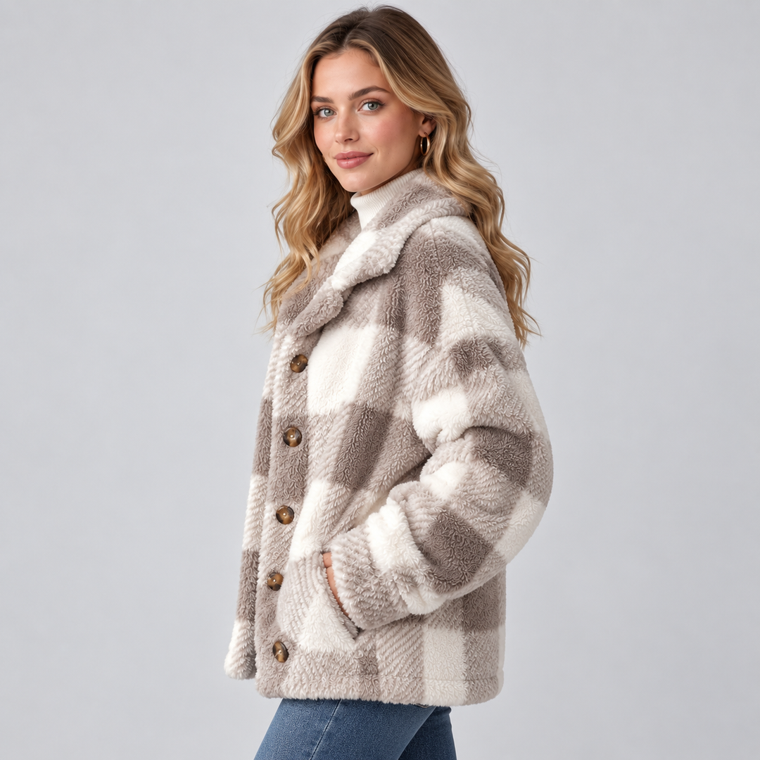 Pippa check fleece shacket jacket – image 3
