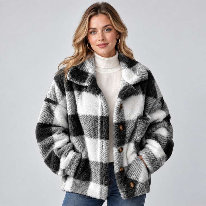 Pippa check fleece shacket jacket – image 4