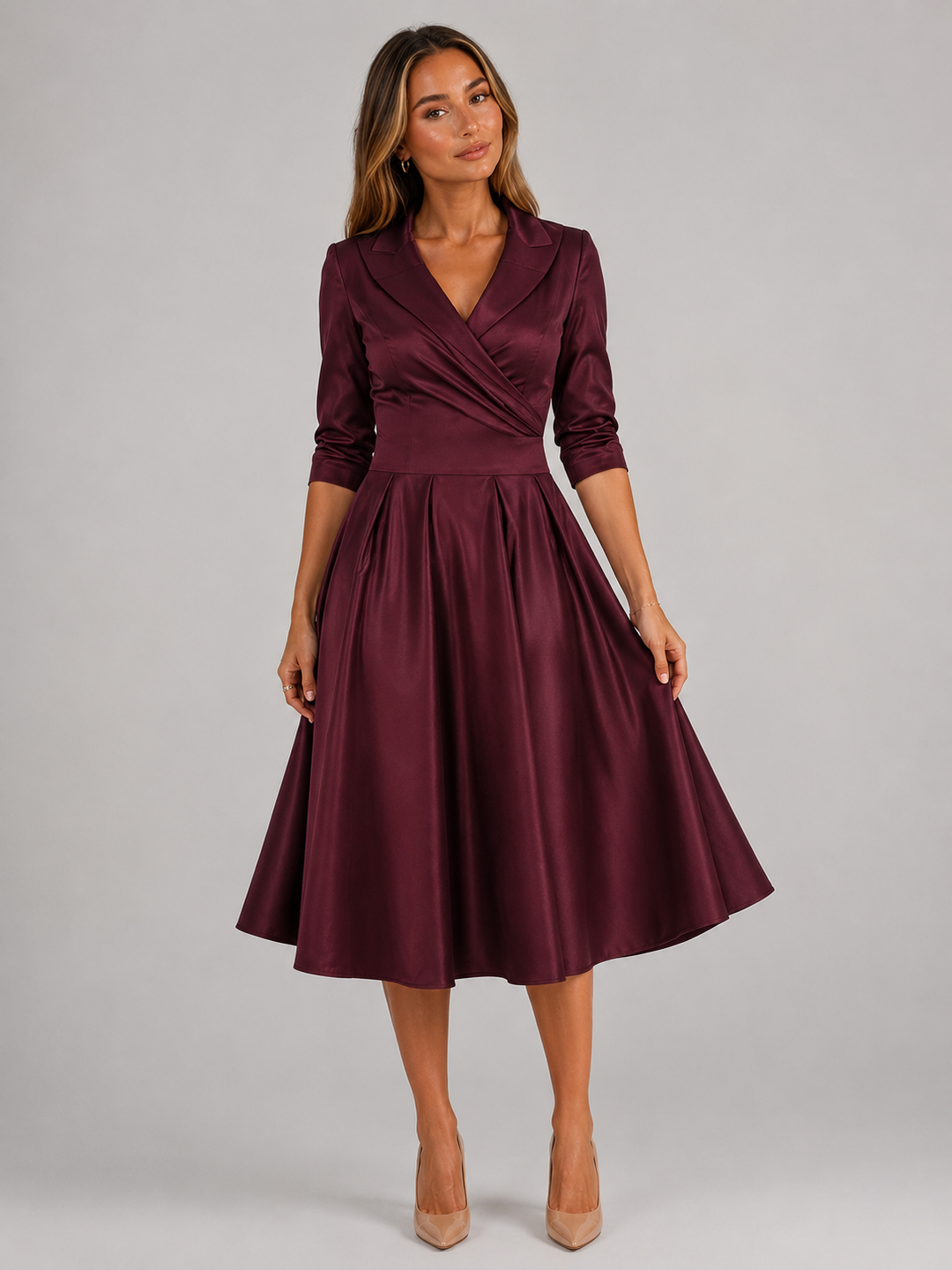 Camilla satin feel wrap midi dress – image 29