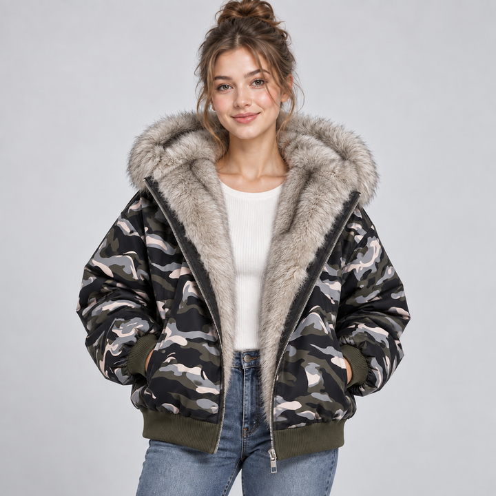 Rhoslyn cropped puffer jacket with faux fur trim – image 7