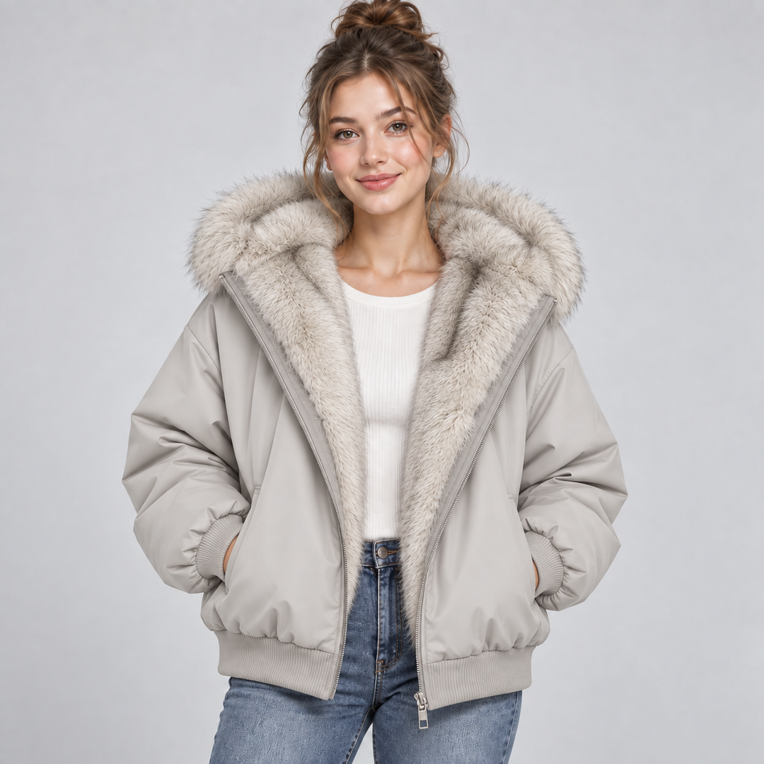 Rhoslyn cropped puffer jacket with faux fur trim – image 5