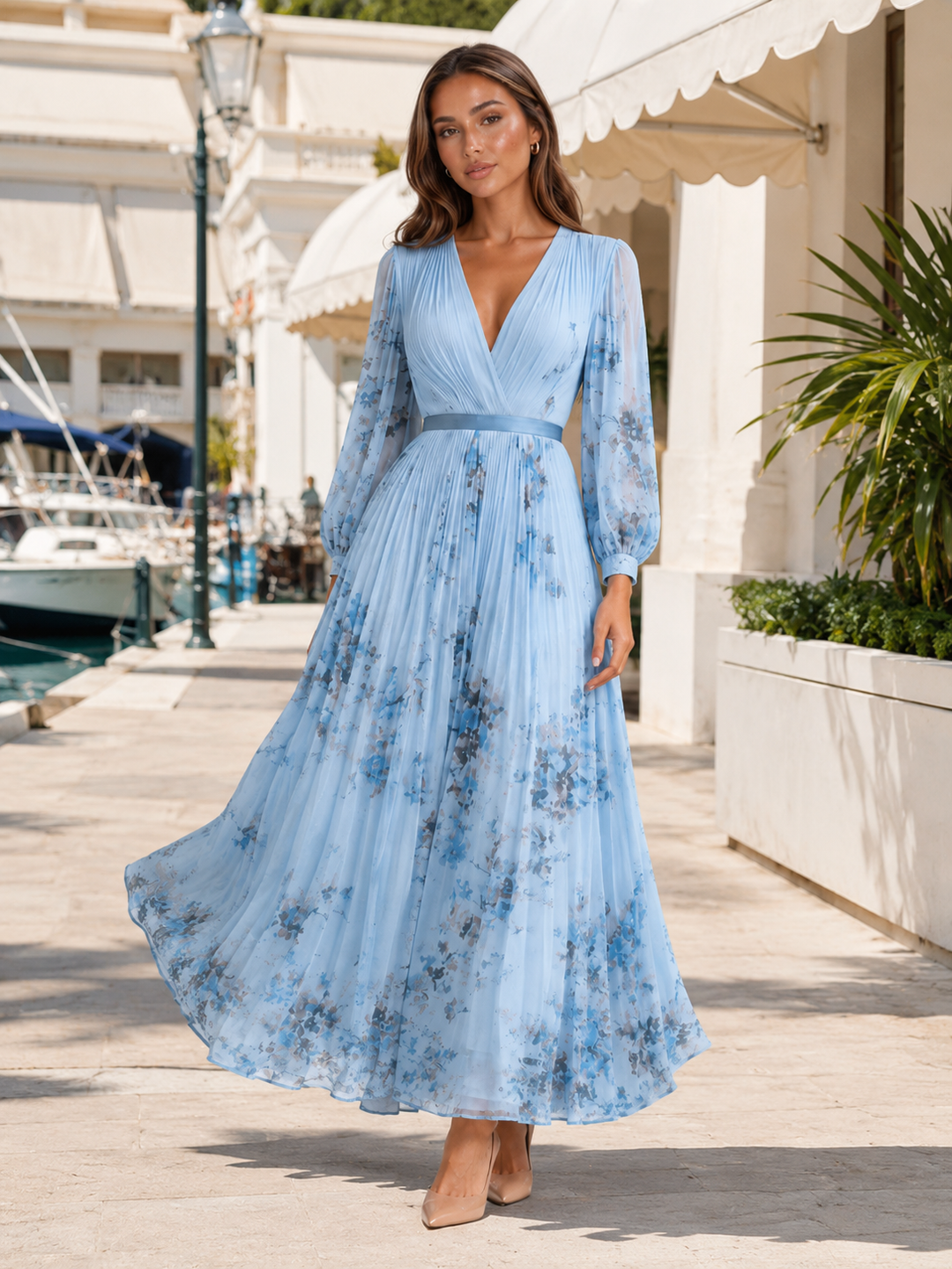 Posy floral pleated a line maxi dress – image 17